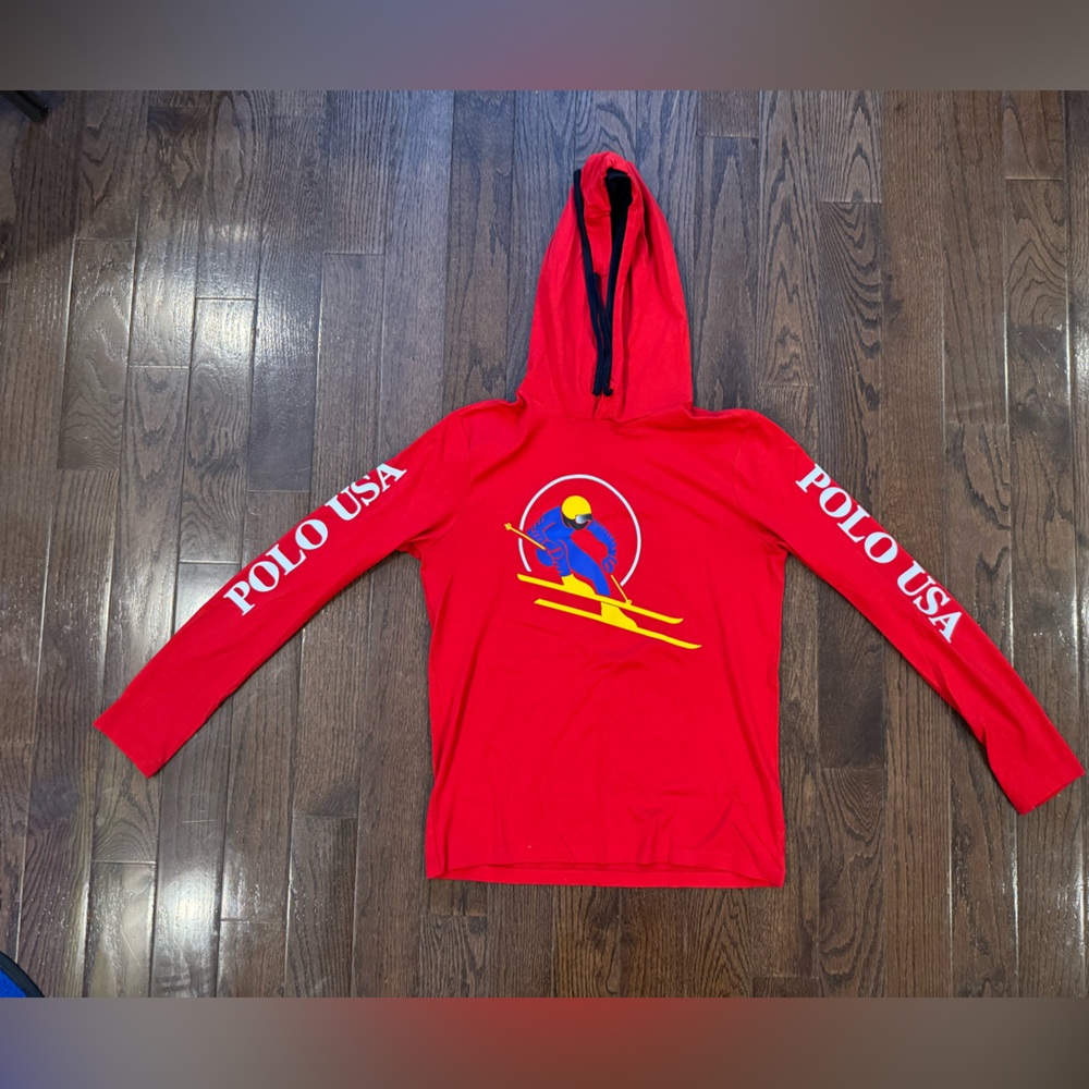 Polo by Ralph Lauren Red Hooded Long Sleeve